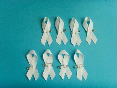 White AIDS Ribbon bows