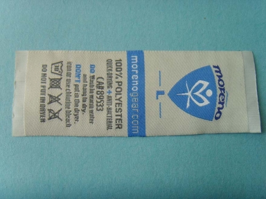 etiqueta poliester plegable blanco azul personalizado