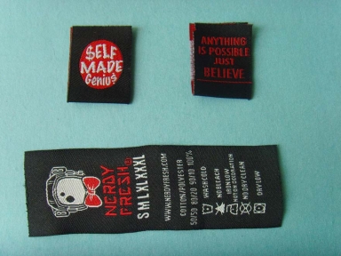 etiqueta de doble tejido de lazo personalizado para ropa infantil
