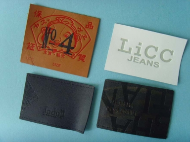 colourful pu debossed leather label for jeans