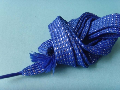 blue metaillic flat braid cord for shoes or clothing